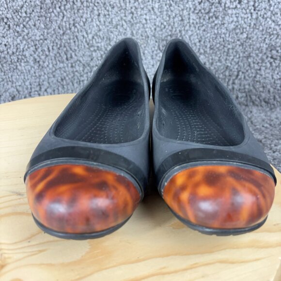 Crocs Shoes Tortoise Shell Flats Womens Size 8 Slip On Cap Toe Casual Loafer - Picture 2 of 7